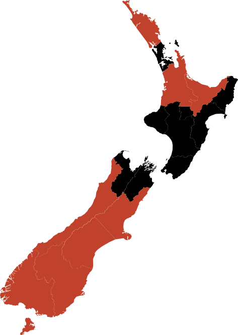 NZ Map of Regions and Humdinger Gin Stockists