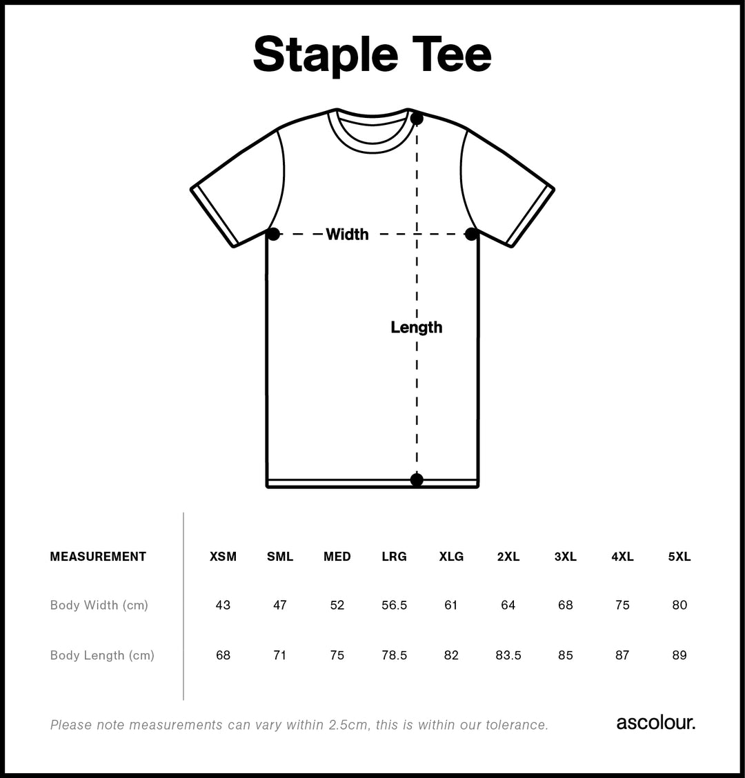 Humdinger Gin T-Shirt Size Guide