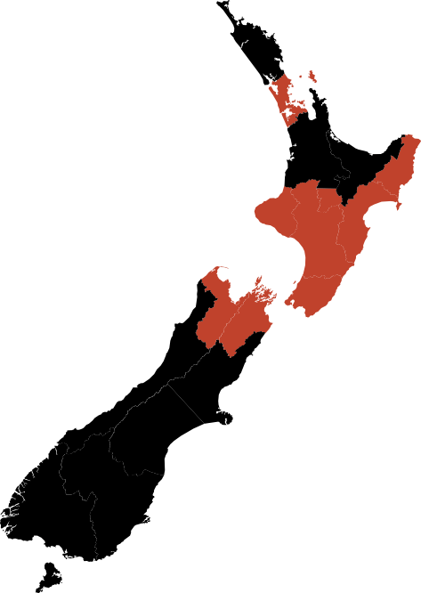 NZ Map of Regions and Humdinger Gin Stockists