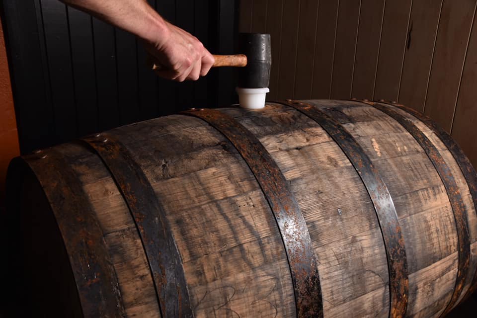 Humdinger's barrel-aged gin during the ageing process in oak barrels