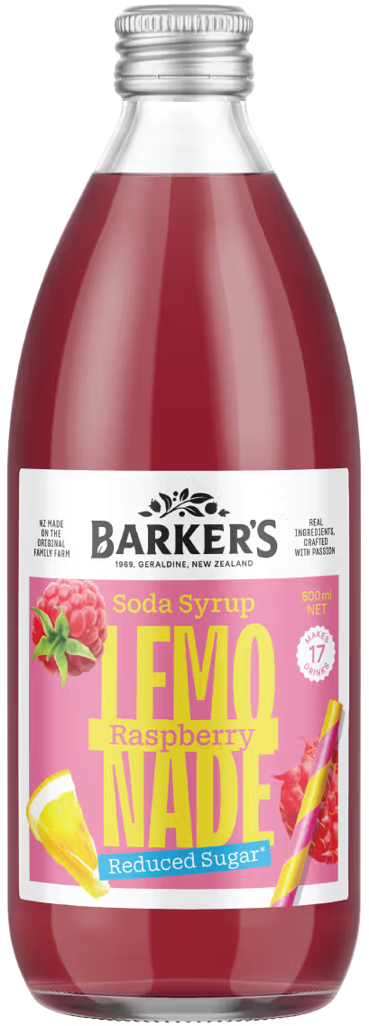 Barker's Raspberry Lemonade soda syrup bottle