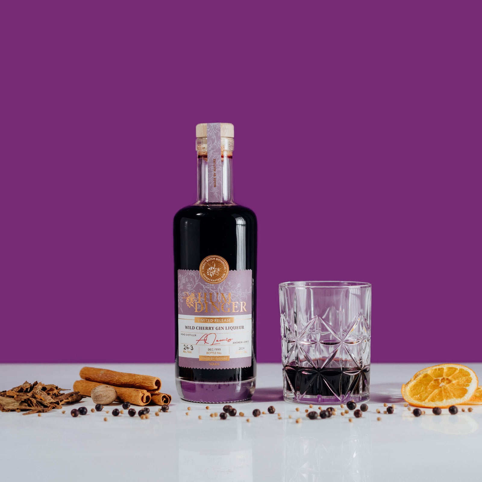 Humdinger Premium Cherry Gin Liqueur from Geraldine NZ