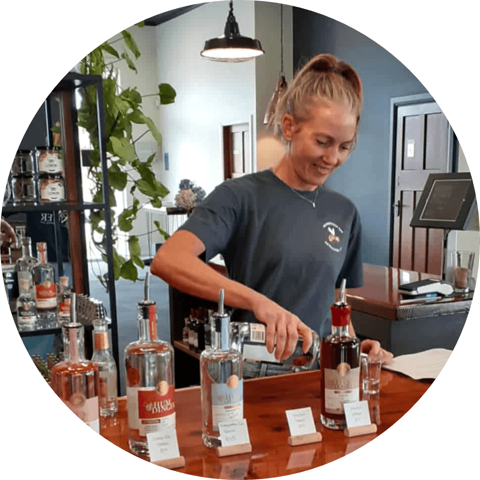 Sharon at Geraldine Distillery cellar door