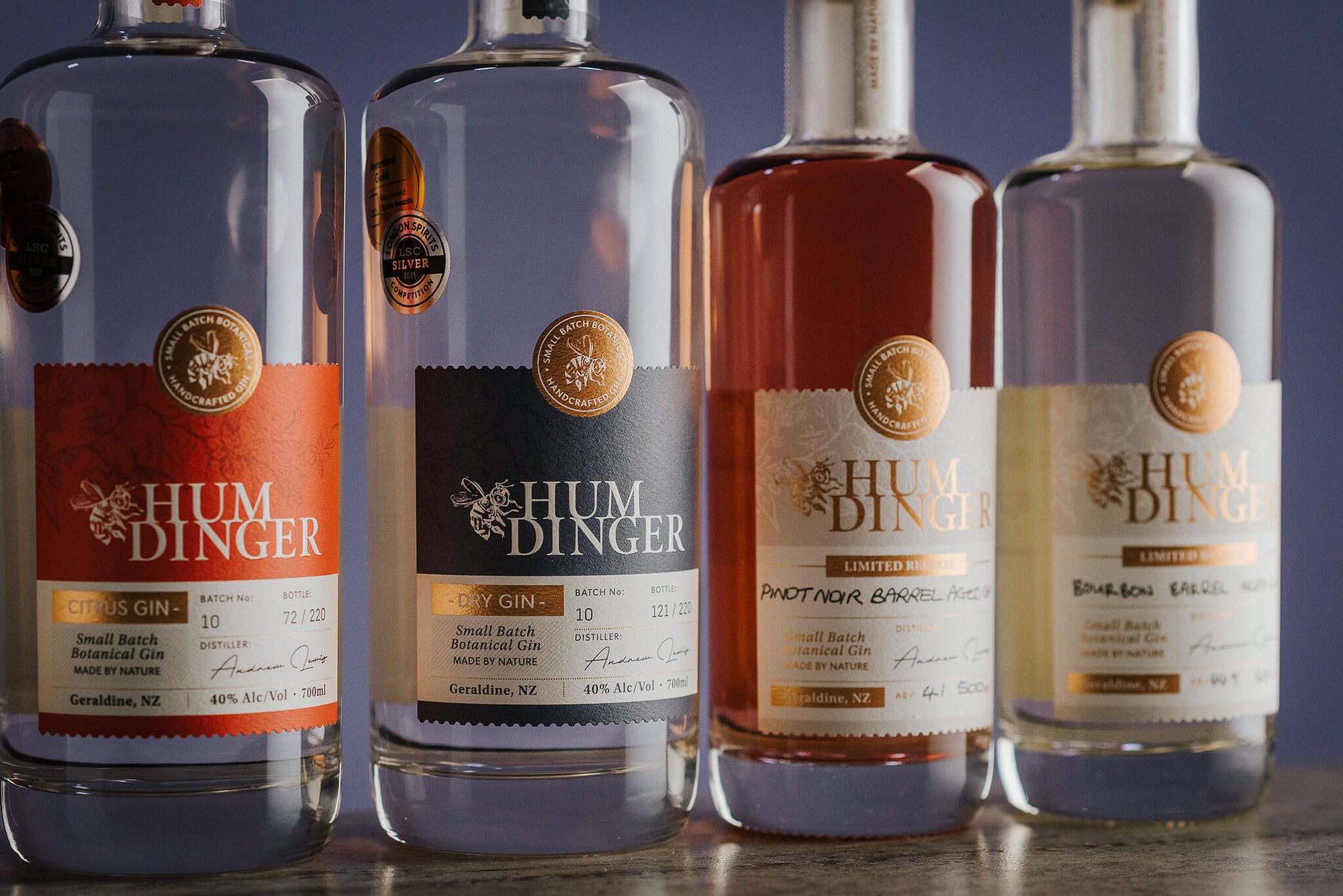 Humdinger NZ Made Gin Lineup