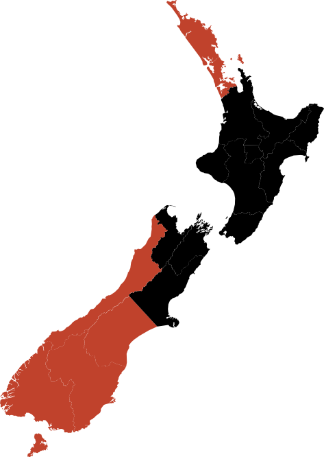 NZ Map of Regions and Humdinger Gin Stockists